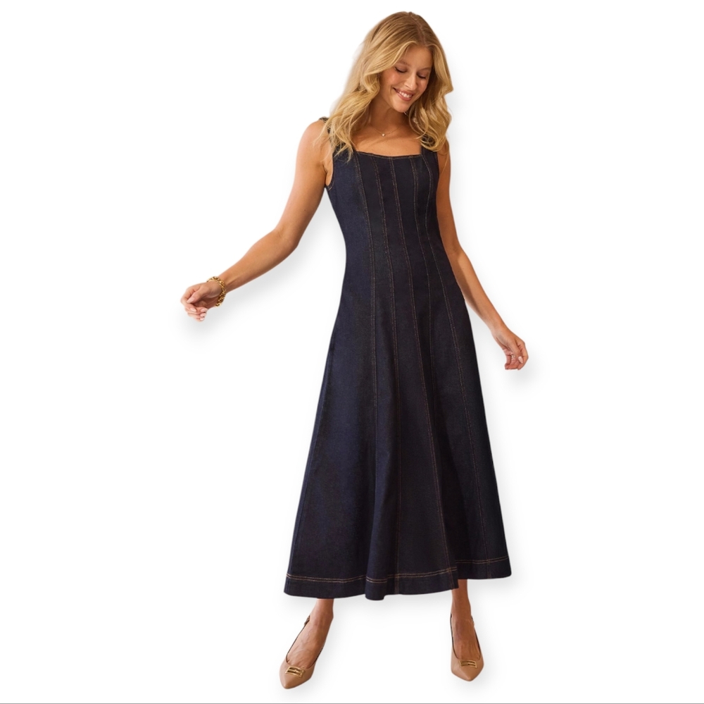 Liverpool Midi Dress With Smocked Back